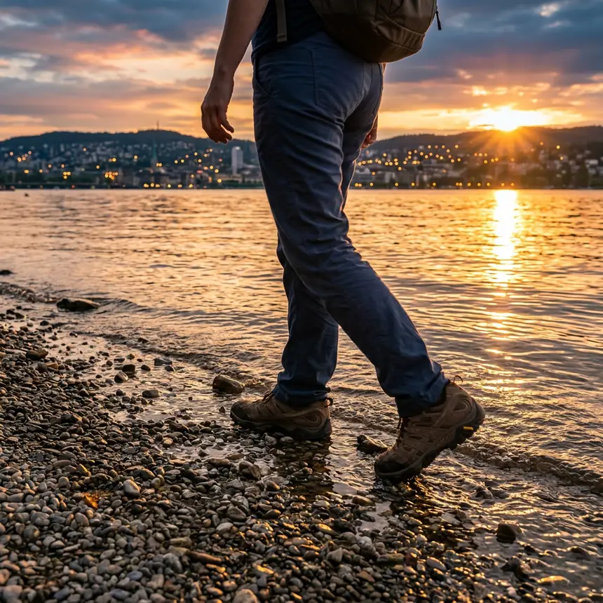 Zurich lake sunset walk