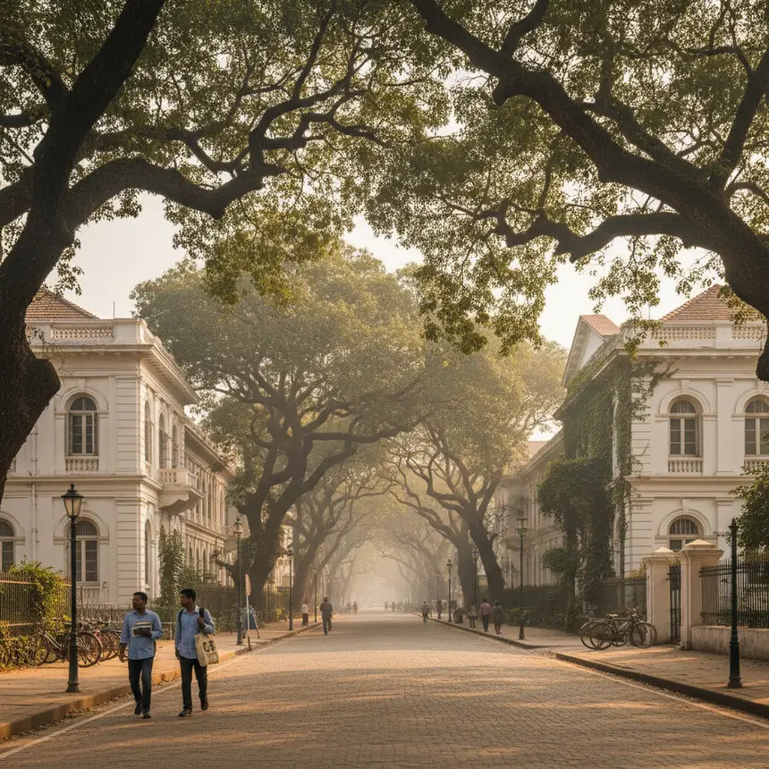 Pune's tranquil tree-lined street