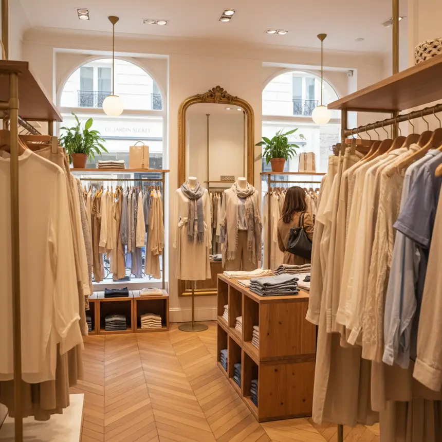Fashion display in Parisian boutique