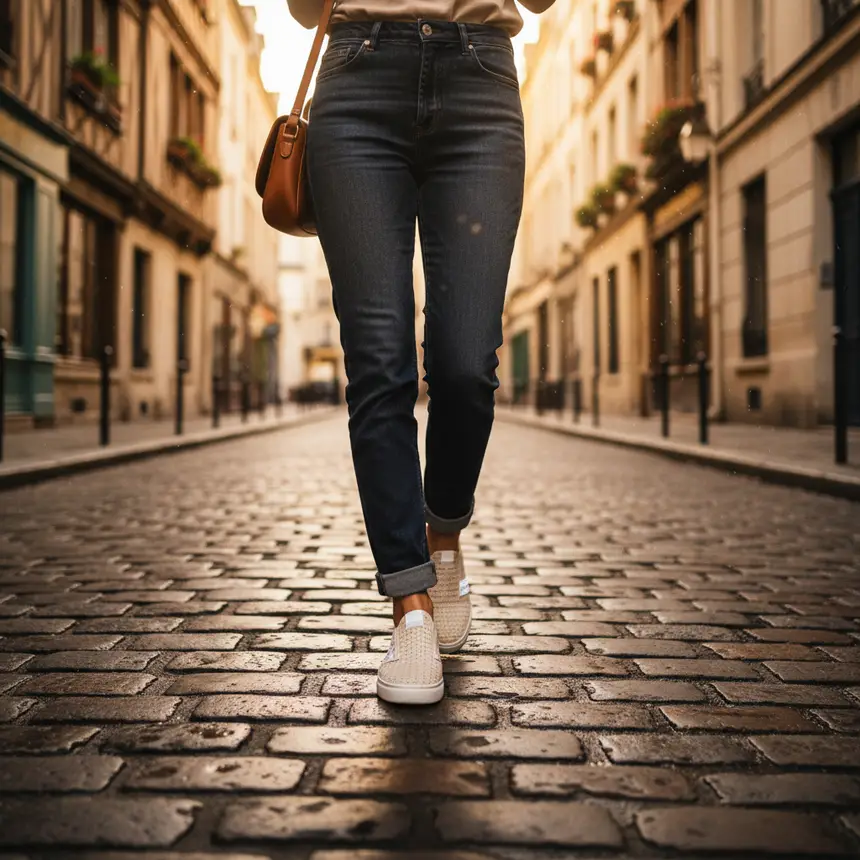 Person walking on Le Marais street